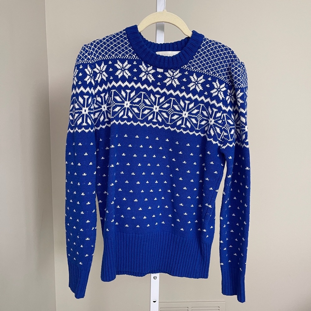 Reform Blue Holiday Wool Sweater